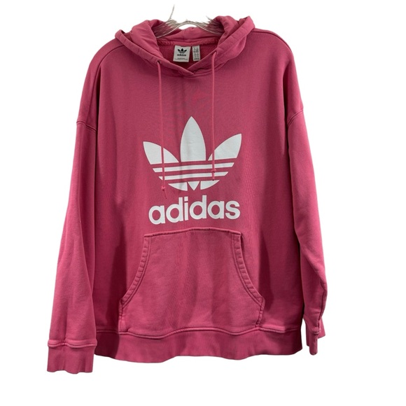 adidas Originals Women's Adicolor Trefoil Hoodie in Pink Size Medium - Picture 2 of 12